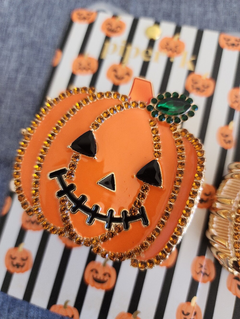 Piper K Halloween Pumpkin Hair Claw Clip - Orange Jack-O'-Lantern Accessory NWT